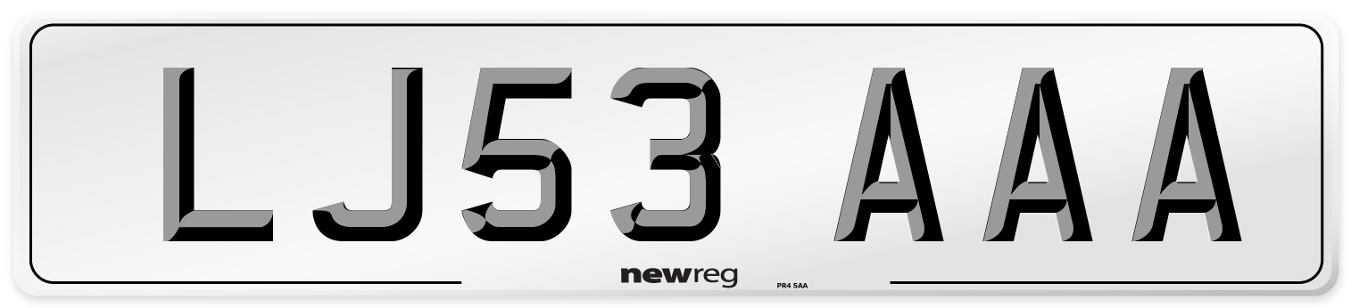 LJ53 AAA Number Plate from New Reg